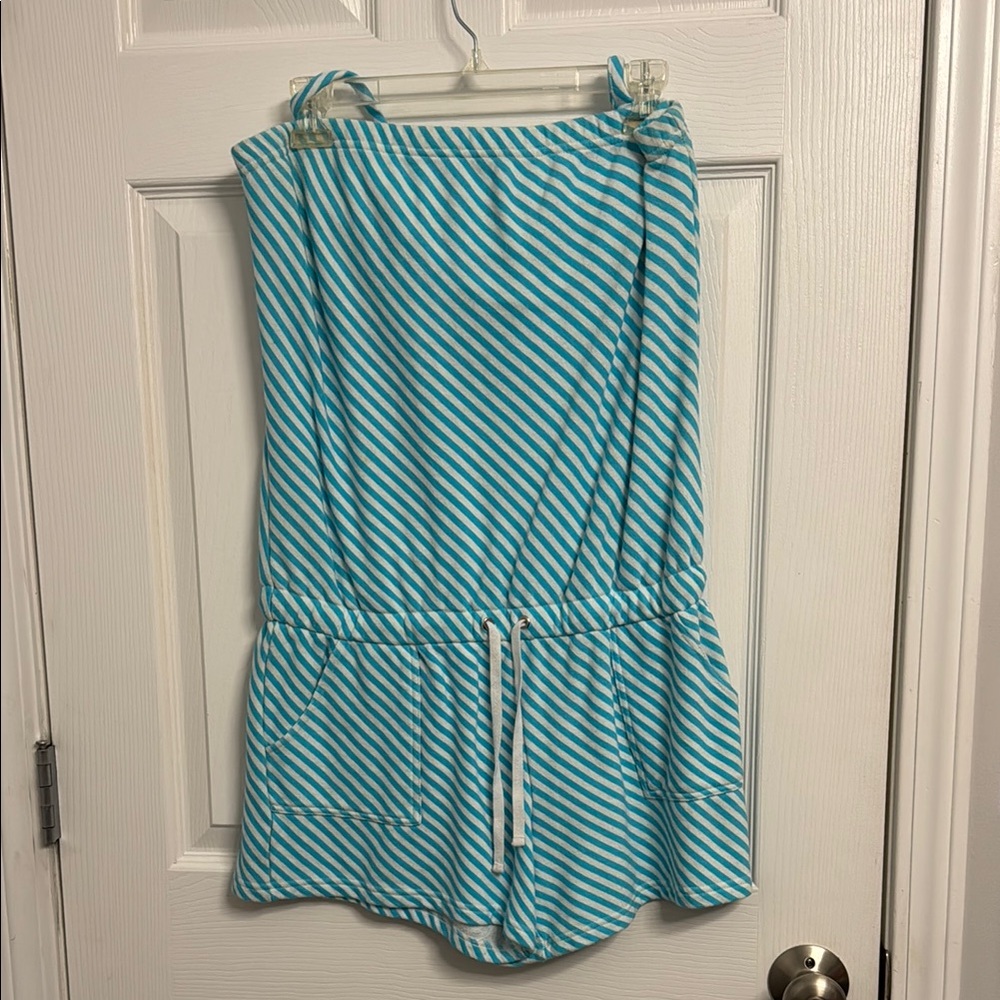 Blue and White Striped Romper